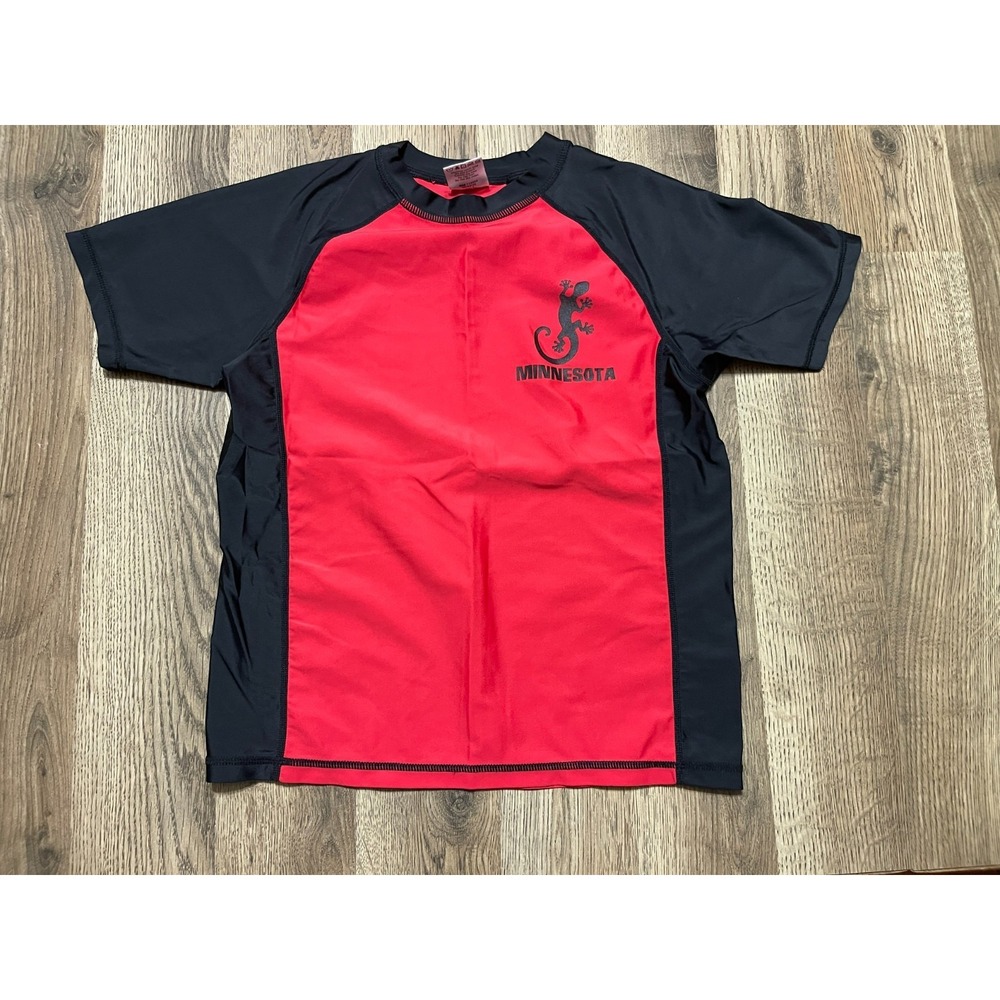 Coastalista Shirt, Youth Boys Size Large, Black Red, Swim Wear
